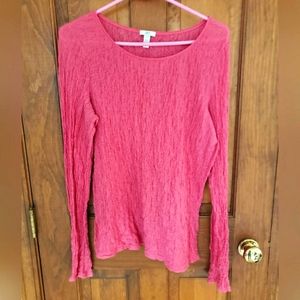 J Jill Pink Gauze Crinkle Stretch Pullover SzLG